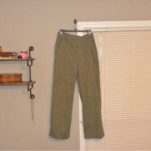Green, straight leg pants